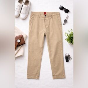 Hugo Boss Men's Khaki Pants 34x32 Flat Front 100% Cotton NWT